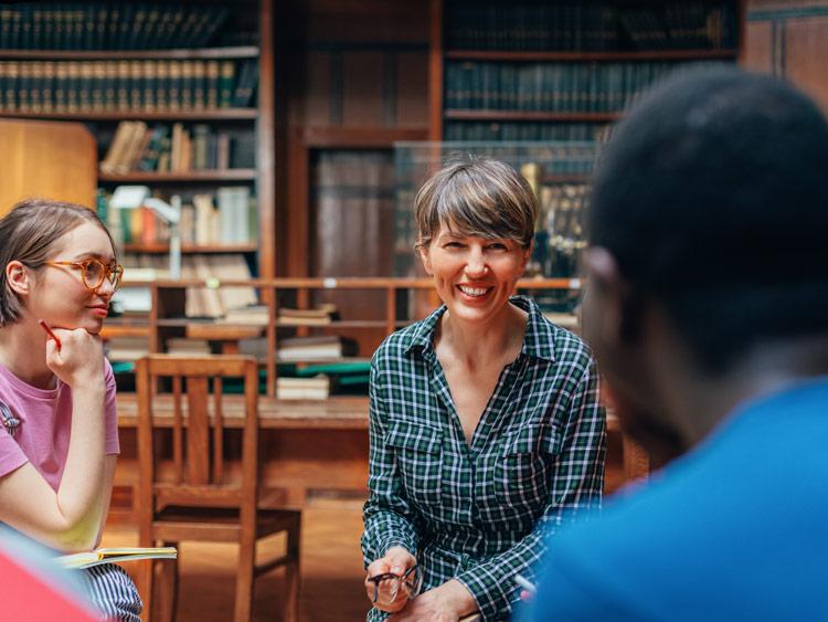 Students in university library