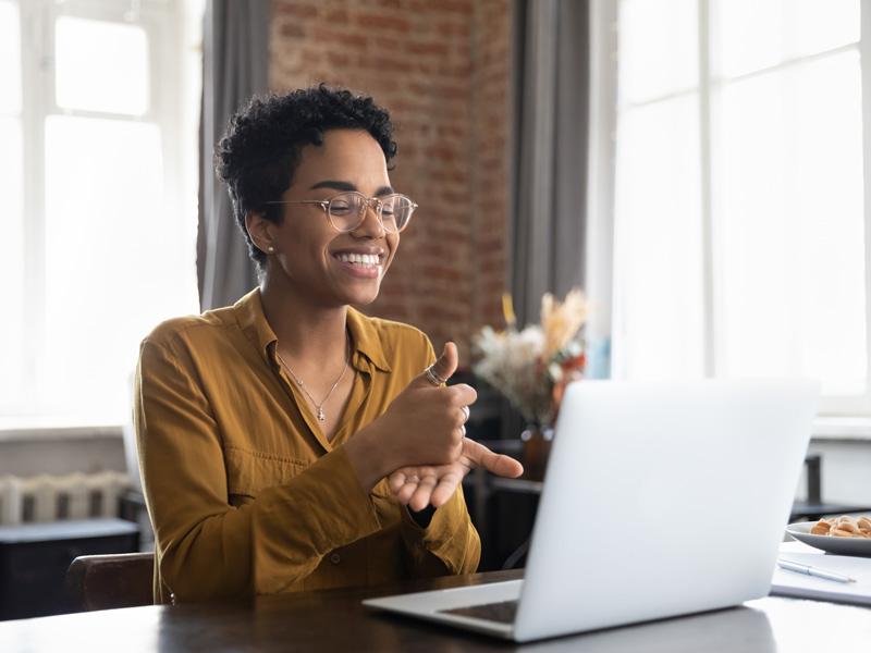 Woman using laptop