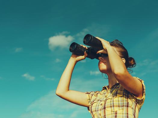 girl with binoculars