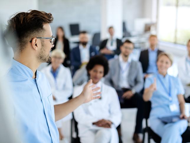 Male healthcare working giving a presentation