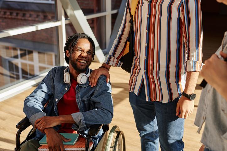 Black student in wheelchair