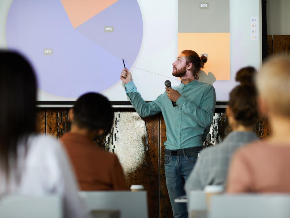 A student giving a presentation