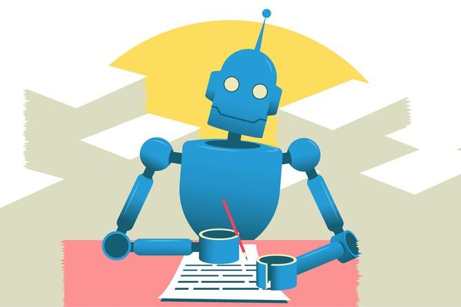 AI robot checking writing