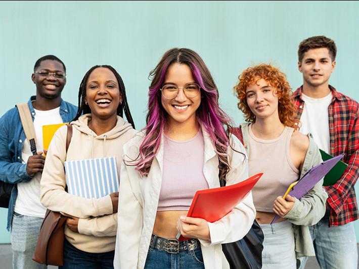 Multiracial group of college students