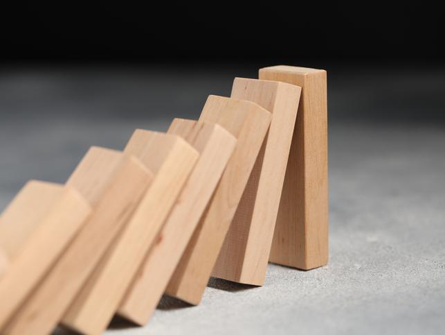 Wooden blocks fall