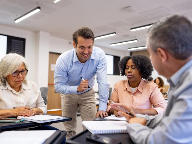 He professionals working together on an educational project