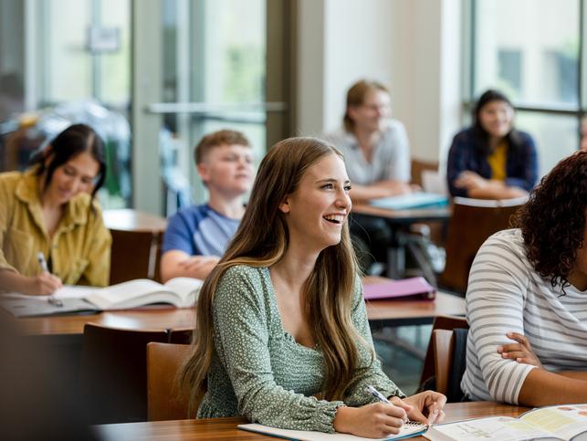 Univerity students at their desks