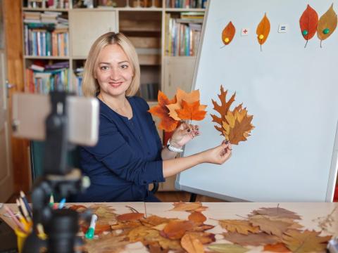 Lecturer recording a lesson for an ActiveFlex course taught online and in person