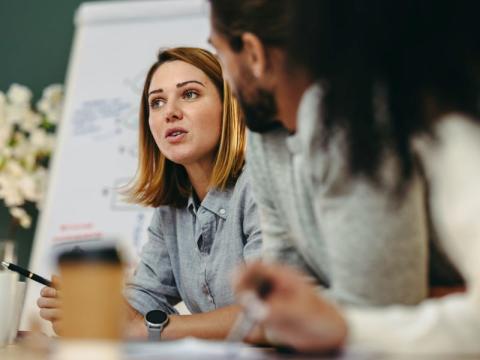 Students talking in class