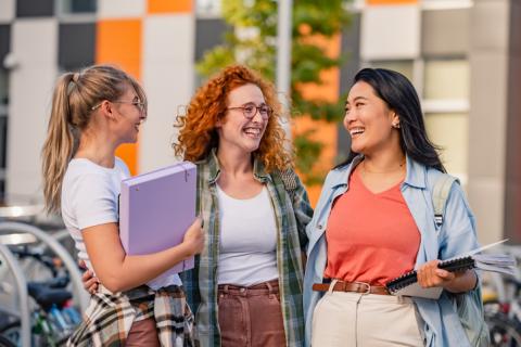 Three young female college students