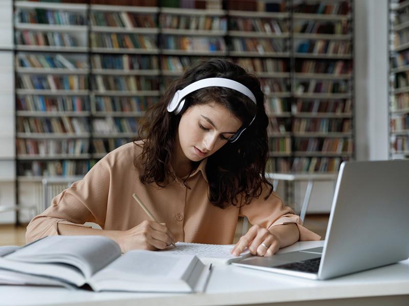 Young woman studying