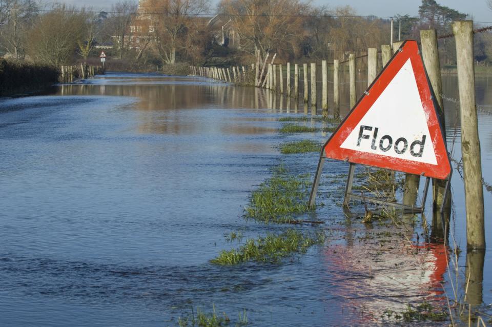 A flooded road