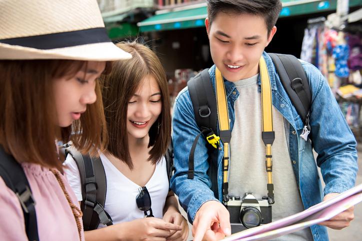 Thai students exploring Bangkok