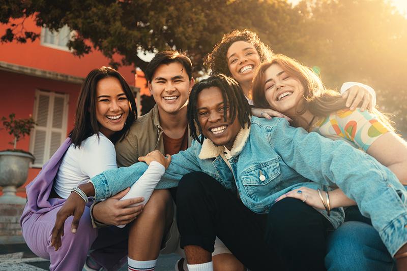Multiracial group of students