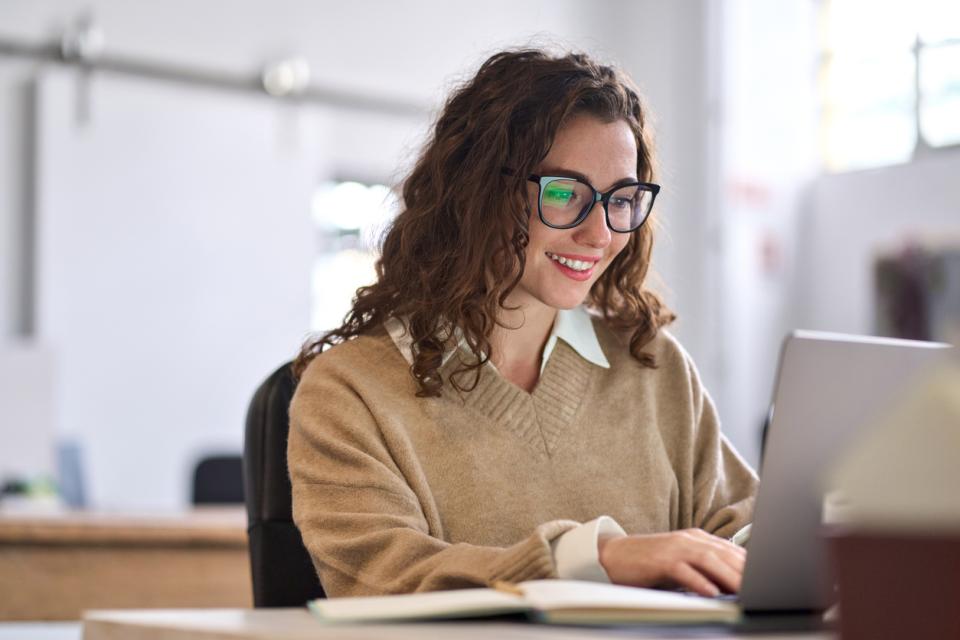 A student on her laptop
