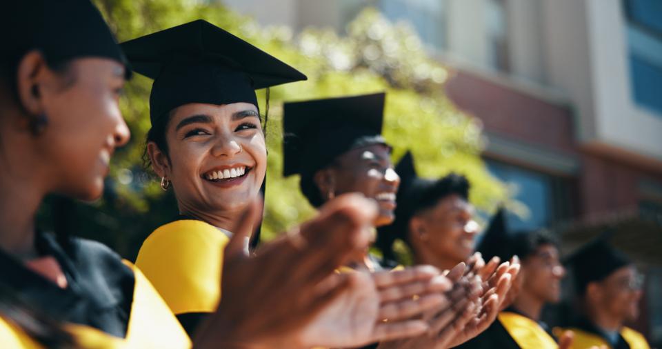 University students celebrating their graduation