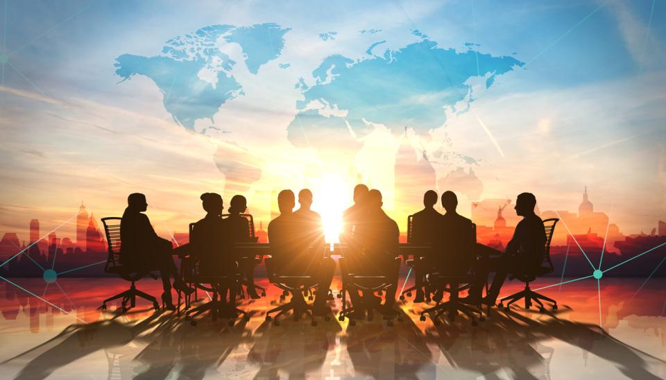 International group of people meeting