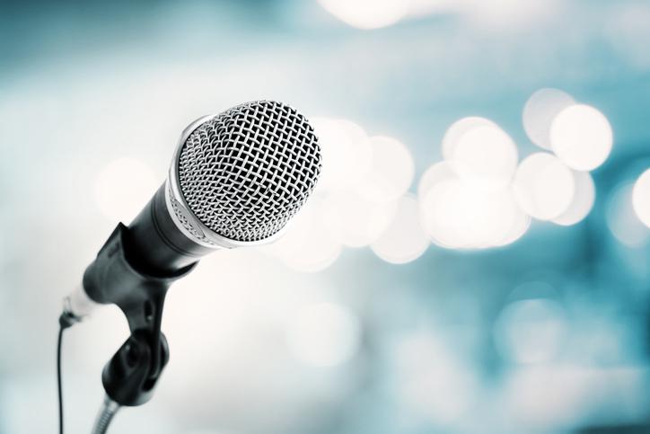 A close-up of a microphone