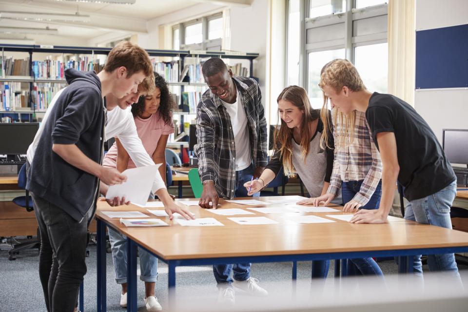 Students working together on a group project