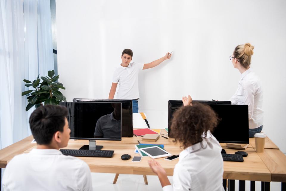 A student presenting to class