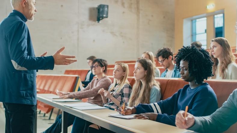 A lecturer takes a class