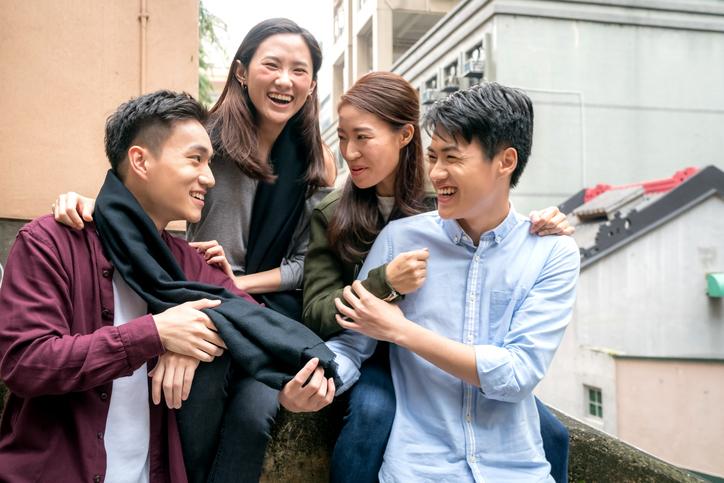 Students laugh together