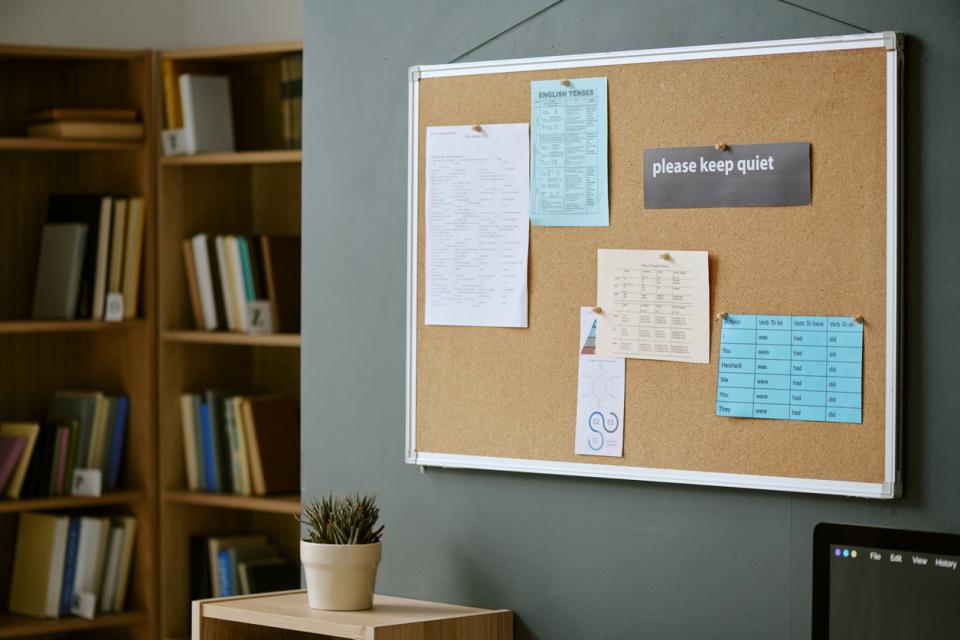 A nitice board in a university library