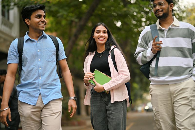 Happy students on campus