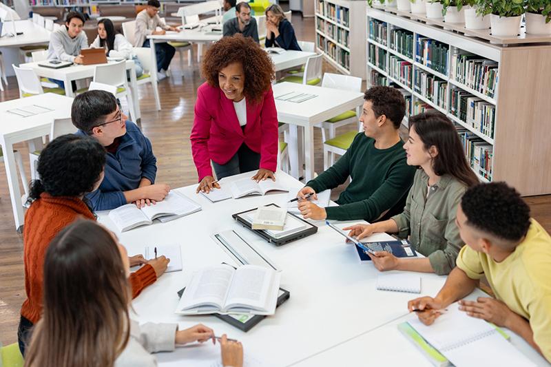 Group of multiracial university students in a tutorial