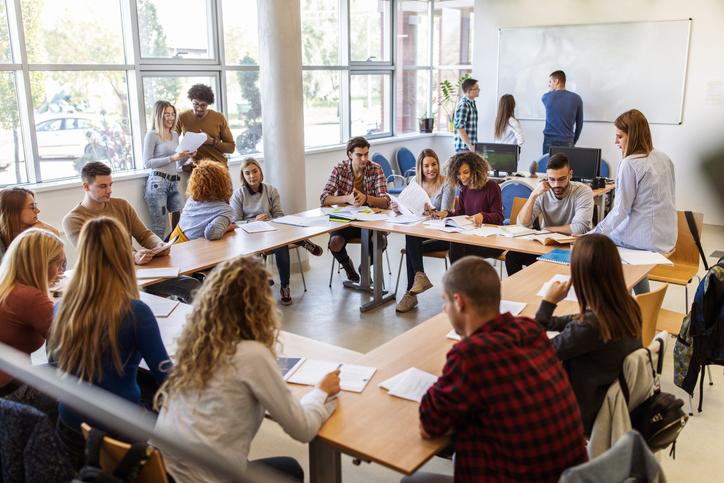 A group of multicultural students in the classroom