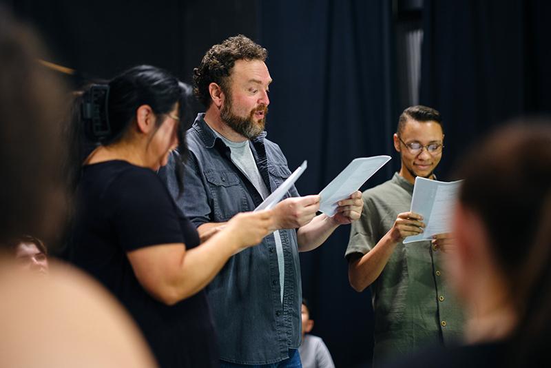Actors rehearsing a scene