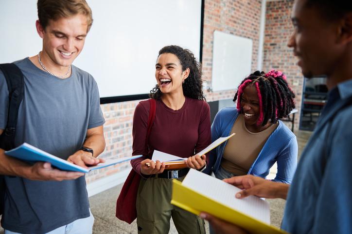 Students laugh together