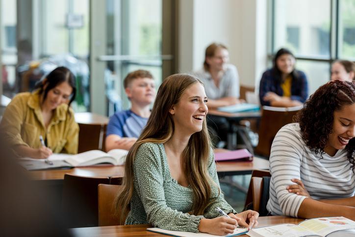 Univerity students at their desks