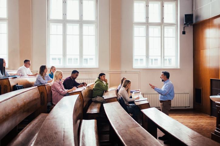 A lecturer teaches a class