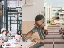 Triptych of scenes at Georgia Tech's Center for 21st Century Universities