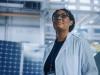 Female researcher gazing up