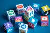 Cubes showing different social media icons