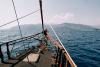 View from a sailing ship on the ocean