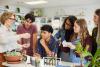 Students working on a project together in class