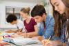 Students work in a classroom
