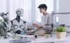 A robot speaking to a student 