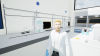 An avatar of a lab technician in a VR lab