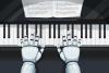 Robot hands playing piano