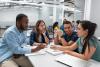 Multiracial group of university students in a study group